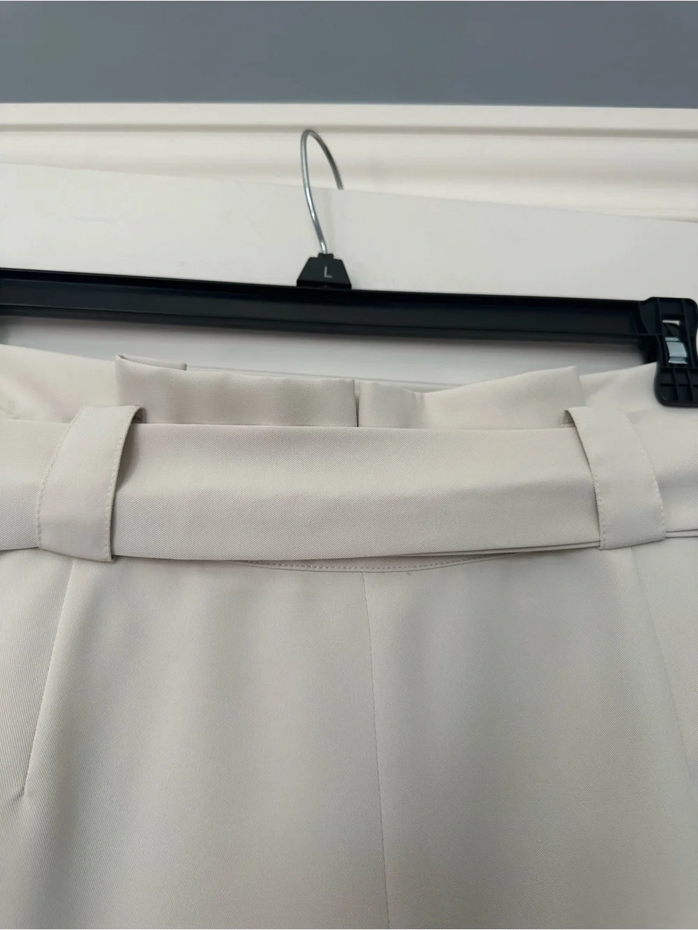 High-Rise Wide Leg Belted Pants - Cream